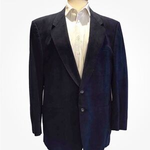 Thomas Stuart Porter Stevens New Orleans Navy Blue suede VTG 2 Button Blazer 44R